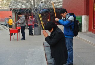 Offering Incense at Yonghe Lama Temple