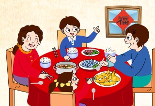 Enjoying the Mid-Autumn Reunion Dinner