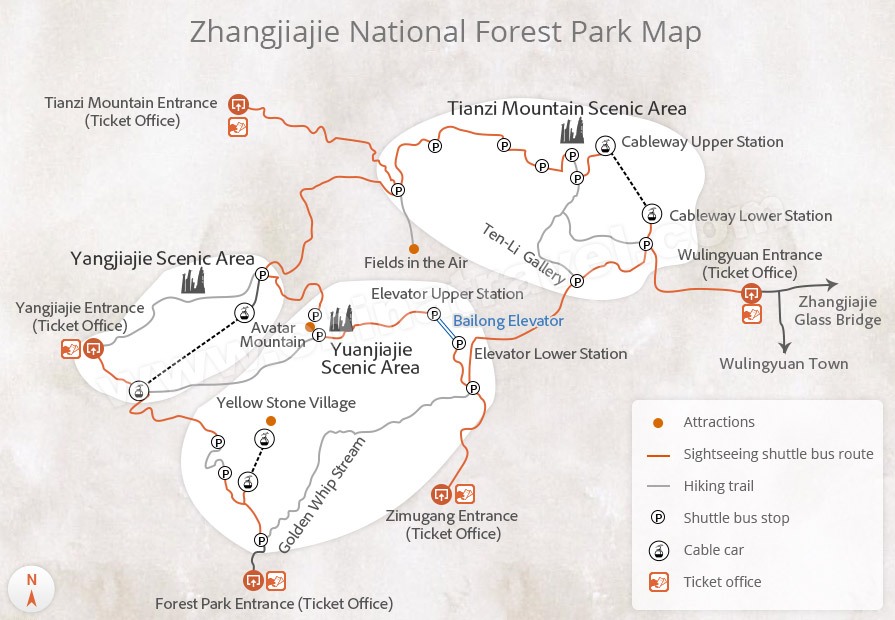 zhangjiajie tour map