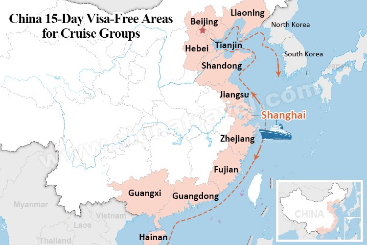 China 15-day visa-free area