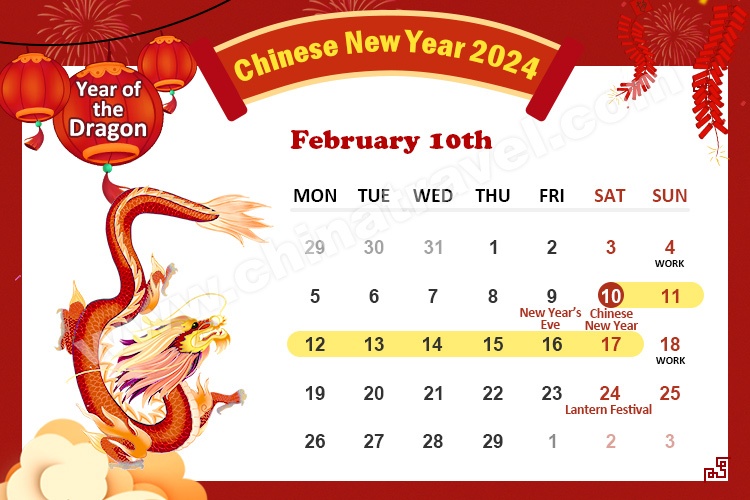 Chinese New Year calendar 2024
